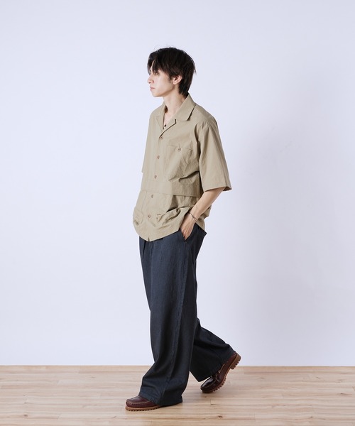 Adoon plain（アドーンプレーン）の「マイクロリップワークシャツ（シャツ/ブラウス・メンズ・チャコールグレー/ベージュ・MEDIUM/LARGE）」の12枚目の写真