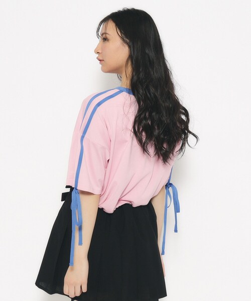 PINK-latte（ピンクラテ）の「◆【スクールコーデ】袖ラインリボンTシャツ（Tシャツ/カットソー・キッズ・ピンク系/オフホワイト/ブラック・14/15 /16）」の13枚目の写真