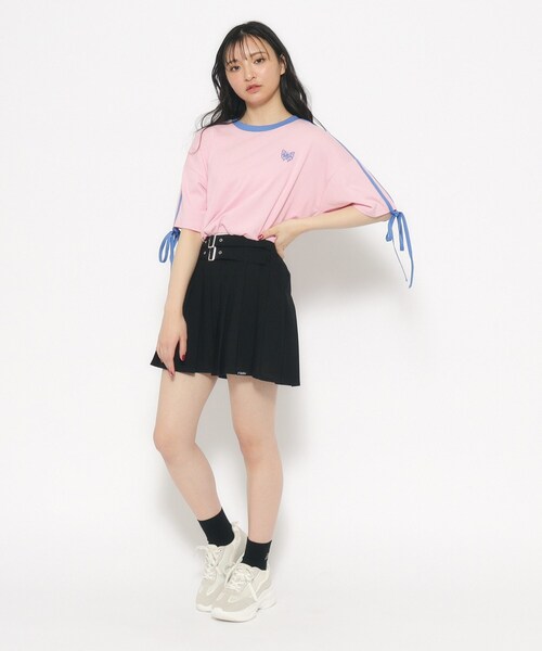 PINK-latte（ピンクラテ）の「◆【スクールコーデ】袖ラインリボンTシャツ（Tシャツ/カットソー・キッズ・ピンク系/オフホワイト/ブラック・14/15 /16）」の14枚目の写真