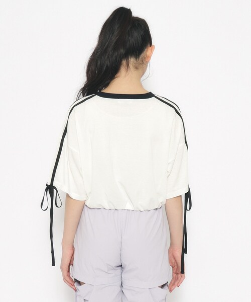 PINK-latte（ピンクラテ）の「◆【スクールコーデ】袖ラインリボンTシャツ（Tシャツ/カットソー・キッズ・ピンク系/オフホワイト/ブラック・14/15 /16）」の18枚目の写真