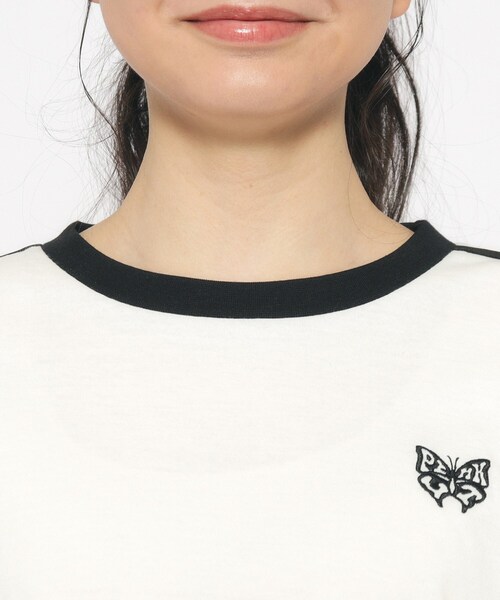 PINK-latte（ピンクラテ）の「◆【スクールコーデ】袖ラインリボンTシャツ（Tシャツ/カットソー・キッズ・ピンク系/オフホワイト/ブラック・14/15 /16）」の19枚目の写真