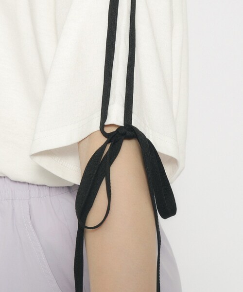 PINK-latte（ピンクラテ）の「◆【スクールコーデ】袖ラインリボンTシャツ（Tシャツ/カットソー・キッズ・ピンク系/オフホワイト/ブラック・14/15 /16）」の20枚目の写真