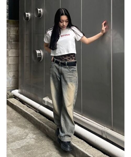 EVRIS（エヴリス）の「NOT YOURSショートＴシャツ（Tシャツ/カットソー・レディース・ホワイト/グレー/ブルー・FREE）」の4枚目の写真