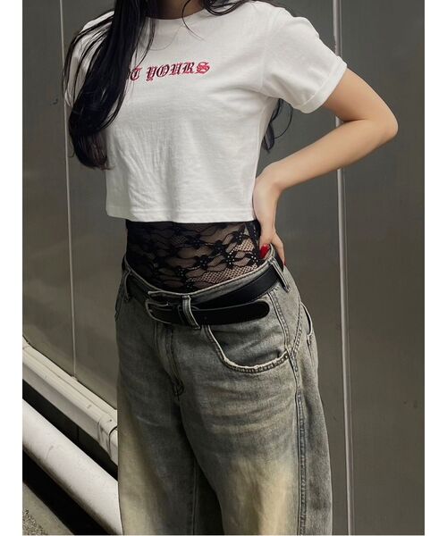 EVRIS（エヴリス）の「NOT YOURSショートＴシャツ（Tシャツ/カットソー・レディース・ホワイト/グレー/ブルー・FREE）」の6枚目の写真