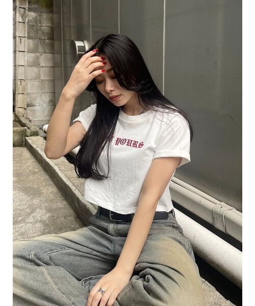 EVRIS（エヴリス）の「NOT YOURSショートＴシャツ（Tシャツ/カットソー・レディース・ホワイト/グレー/ブルー・FREE）」の7枚目の写真