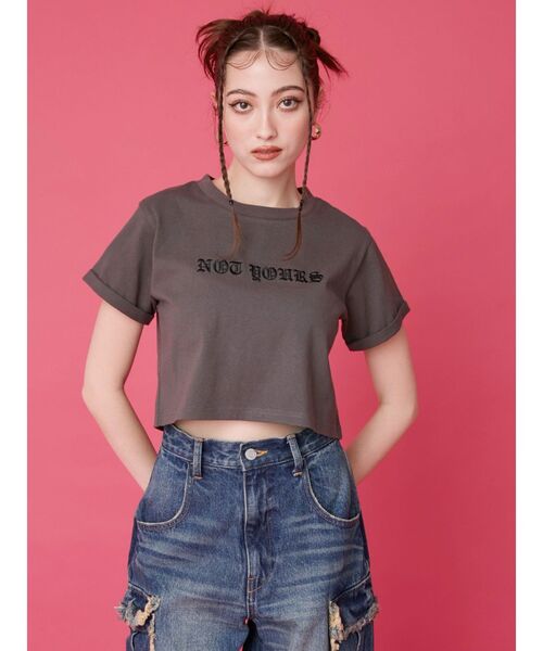 EVRIS（エヴリス）の「NOT YOURSショートＴシャツ（Tシャツ/カットソー・レディース・ホワイト/グレー/ブルー・FREE）」の9枚目の写真