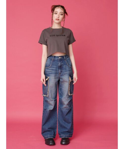 EVRIS（エヴリス）の「NOT YOURSショートＴシャツ（Tシャツ/カットソー・レディース・ホワイト/グレー/ブルー・FREE）」の10枚目の写真