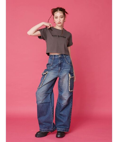 EVRIS（エヴリス）の「NOT YOURSショートＴシャツ（Tシャツ/カットソー・レディース・ホワイト/グレー/ブルー・FREE）」の11枚目の写真