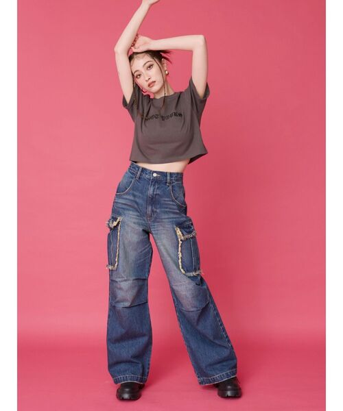 EVRIS（エヴリス）の「NOT YOURSショートＴシャツ（Tシャツ/カットソー・レディース・ホワイト/グレー/ブルー・FREE）」の12枚目の写真