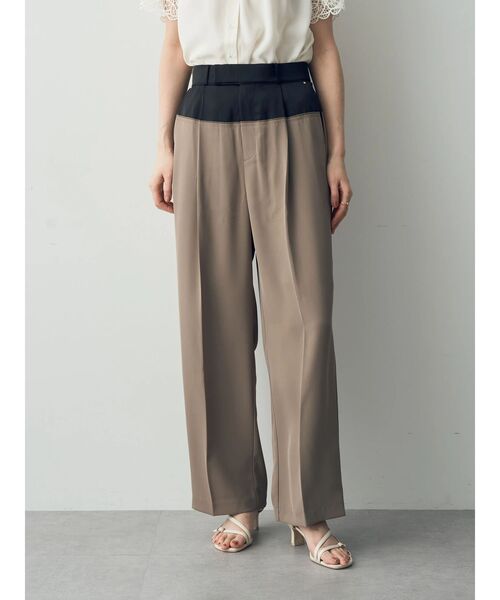 YECCA VECCA（イェッカヴェッカ）の「サテン切替ストレートパンツ（その他パンツ・レディース・ブラック/ライトベージュ/ダークベージュ・S/M）」の9枚目の写真