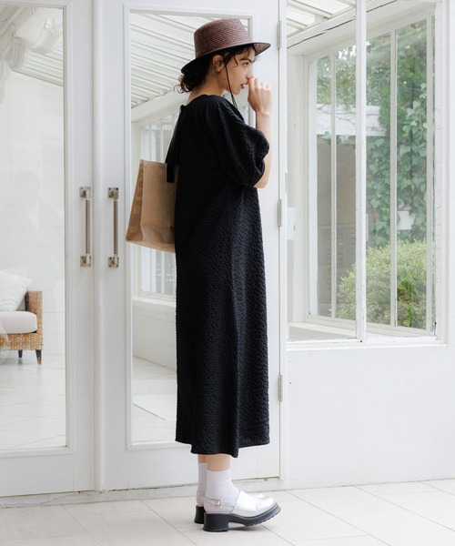 LAKOLE（ラコレ）の「ランタンスリーブチェックワンピース / 115649（ワンピース・レディース・グリーン/ブラック/ライトベージュ・SMALL/MEDIUM）」の6枚目の写真