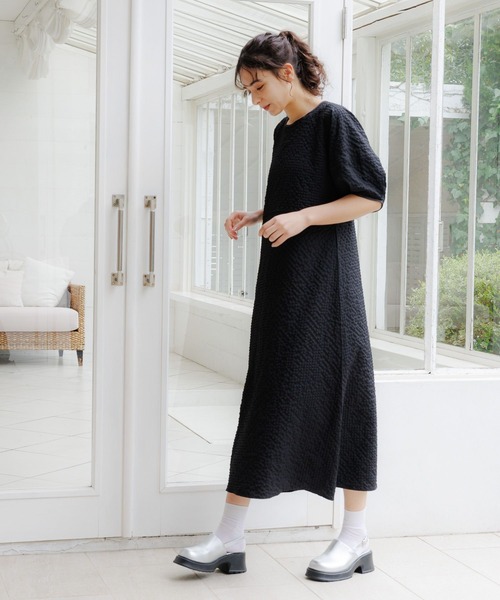 LAKOLE（ラコレ）の「ランタンスリーブチェックワンピース / 115649（ワンピース・レディース・グリーン/ブラック/ライトベージュ・SMALL/MEDIUM）」の9枚目の写真