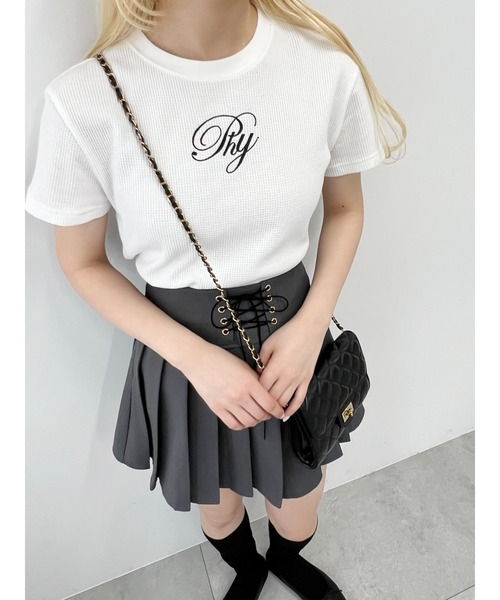 PHILLY(フィリー)の「【PHILLY】刺繍ロゴワッフルTシャツ(Tシャツ/カットソー・レディース・ホワイト/ブラック・FREE)」の6枚目の写真