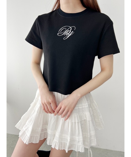 PHILLY(フィリー)の「【PHILLY】刺繍ロゴワッフルTシャツ(Tシャツ/カットソー・レディース・ホワイト/ブラック・FREE)」の7枚目の写真