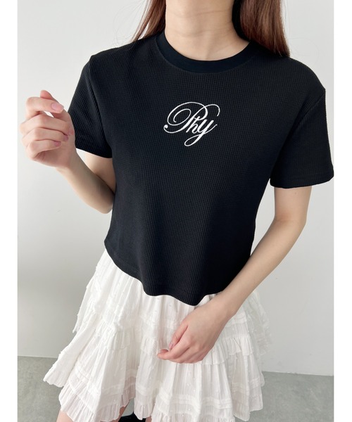 PHILLY(フィリー)の「【PHILLY】刺繍ロゴワッフルTシャツ(Tシャツ/カットソー・レディース・ホワイト/ブラック・FREE)」の8枚目の写真