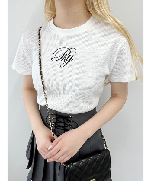 PHILLY(フィリー)の「【PHILLY】刺繍ロゴワッフルTシャツ(Tシャツ/カットソー・レディース・ホワイト/ブラック・FREE)」の3枚目の写真