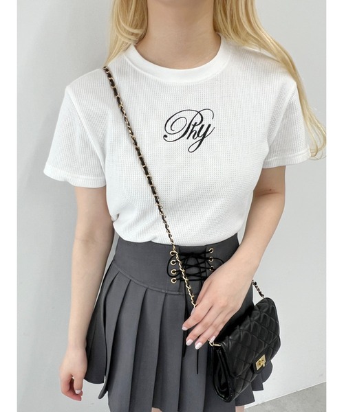 PHILLY(フィリー)の「【PHILLY】刺繍ロゴワッフルTシャツ(Tシャツ/カットソー・レディース・ホワイト/ブラック・FREE)」の4枚目の写真