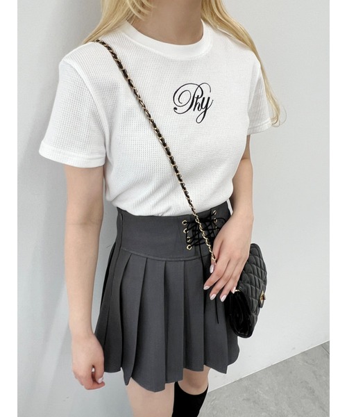 PHILLY(フィリー)の「【PHILLY】刺繍ロゴワッフルTシャツ(Tシャツ/カットソー・レディース・ホワイト/ブラック・FREE)」の5枚目の写真