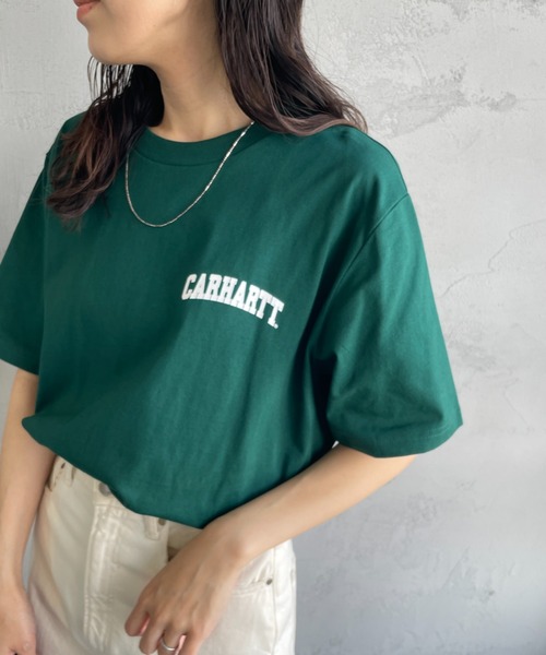 Carhartt WIP（カーハートダブリューアイピー）の「[carhartt WIP/カーハートダブリューアイピー] UNIVERSITY ワンポイントロゴ ショートスリーブTシャツ（Tシャツ/カットソー・レディース・ホワイト/グリーン/ブルー/ブラック・M/L/XL）」の3枚目の写真