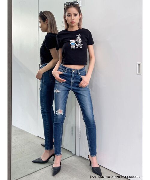 ハローキティコラボ(ハローキティコラボ)の「【ハローキティコラボ】GYDA BUNNY×ハローキティ ショートTシャツ(Tシャツ/カットソー・レディース・ブラック/オフホワイト・FREE)」の21枚目の写真