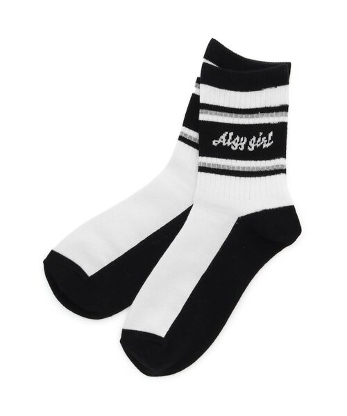 algy（アルジー）の「【抗菌防臭】配色ラインクルーソックス（ソックス/靴下・キッズ・サックスブルー/オフホワイト/ブラック・24/21）」の9枚目の写真
