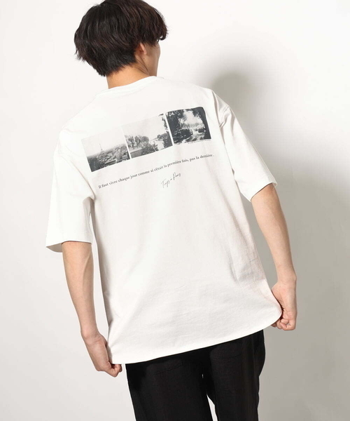 a.v.v(アーヴェヴェ)の「【接触冷感】PARISフォト バックプリントロングシルエットTシャツ(Tシャツ/カットソー・メンズ・ホワイト・44/46/48/50)」の5枚目の写真