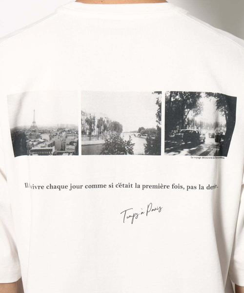 a.v.v(アーヴェヴェ)の「【接触冷感】PARISフォト バックプリントロングシルエットTシャツ(Tシャツ/カットソー・メンズ・ホワイト・44/46/48/50)」の9枚目の写真