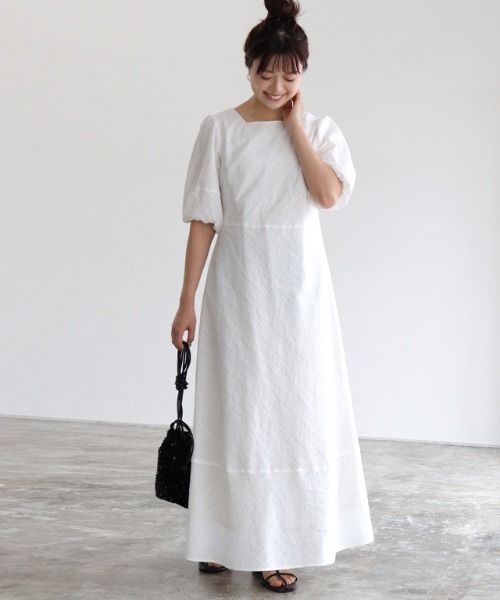 Pierrot(ピエロ)の「ストライプスクエアネックワンピース(ワンピース・レディース・ブラック/オフホワイト・PM/M/L)」の7枚目の写真
