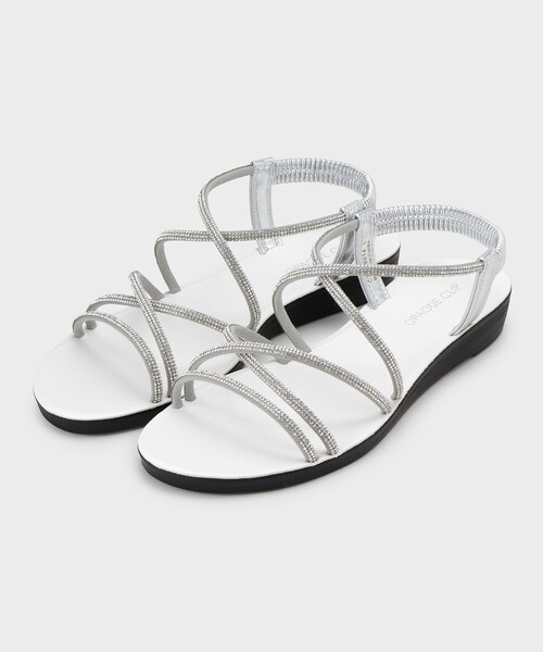OPAQUE.CLIP（オペークドットクリップ）の「◆ラインストーンストラップサンダル（サンダル・レディース・ブラック/シルバー・03/02）」の2枚目の写真