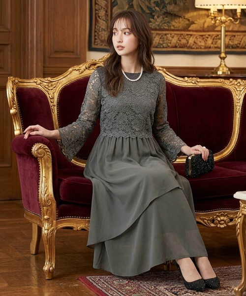 Cinderella（シンデレラ）の「ドレス 結婚式 ロングドレス パーティードレス マキシ丈 ワンピース お呼ばれ 同窓会 成人式 フォーマル オケージョン 20代 30代 40代 50代 レディース（ドレス・レディース・ブルー/ブラック/ダークグレー/ネイビー/ラベンダー・X-LARGE/XX-LARGE/MEDIUM/LARGE）」の19枚目の写真