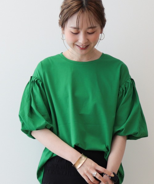 AMERICAN HOLIC(アメリカンホリック)の「ボリュームスリーブカットプルオーバー(Tシャツ/カットソー・レディース・ブラック/オフホワイト/その他7/グリーン・L/M)」の3枚目の写真