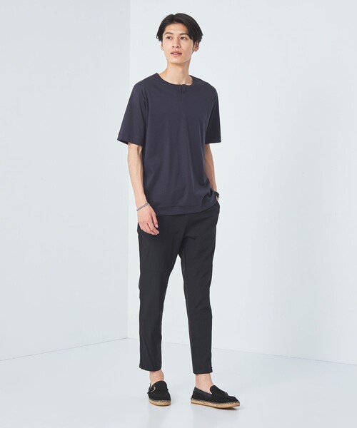 green label relaxing(グリーンレーベルリラクシング)の「JUSTFIT エアリー ソフト ヘンリーネック カットソー(Tシャツ/カットソー・メンズ・ブラック/ホワイト/ネイビー・S/M/L/XL)」の4枚目の写真