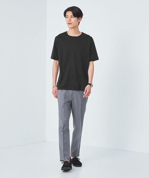 green label relaxing(グリーンレーベルリラクシング)の「JUSTFIT エアリー ソフト ヘンリーネック カットソー(Tシャツ/カットソー・メンズ・ブラック/ホワイト/ネイビー・S/M/L/XL)」の6枚目の写真