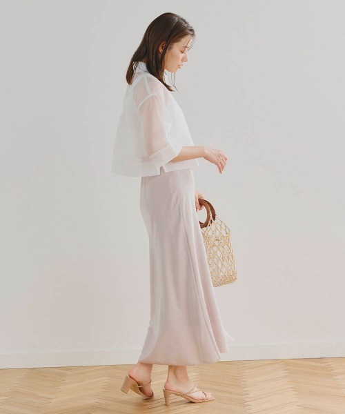 Droite lautreamont(ドロワットロートレアモン)の「【カタログ掲載】ロンドオーガンザクロップドシャツ≪洗濯機で洗える≫(シャツ/ブラウス・レディース・オフホワイト/チャコールグレー/ピンク・M)」の12枚目の写真