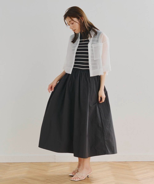 Droite lautreamont(ドロワットロートレアモン)の「【カタログ掲載】ロンドオーガンザクロップドシャツ≪洗濯機で洗える≫(シャツ/ブラウス・レディース・オフホワイト/チャコールグレー/ピンク・M)」の14枚目の写真
