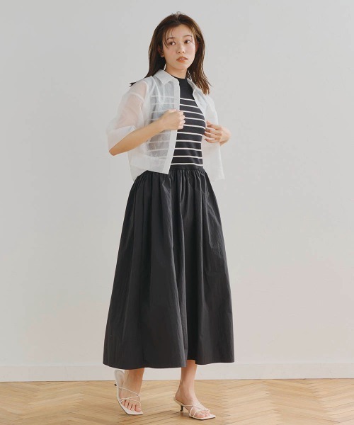 Droite lautreamont(ドロワットロートレアモン)の「【カタログ掲載】ロンドオーガンザクロップドシャツ≪洗濯機で洗える≫(シャツ/ブラウス・レディース・オフホワイト/チャコールグレー/ピンク・M)」の15枚目の写真