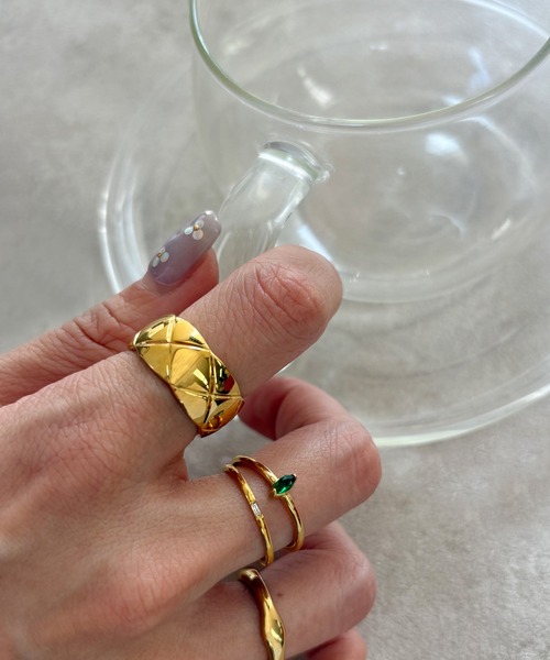 nach シカデザイン リング　美品♡ セール】【サージカルステンレス】czワンポイントリング（リング