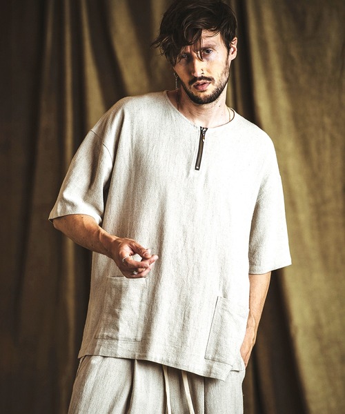 【セール】BIG-ZIPヘンリーネックPO(プルオーバー)（Tシャツ/カットソー）｜NO ID.（ノーアイディ）