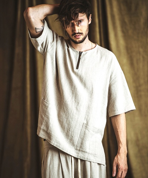 【セール】BIG-ZIPヘンリーネックPO(プルオーバー)（Tシャツ/カットソー）｜NO ID.（ノーアイディ）