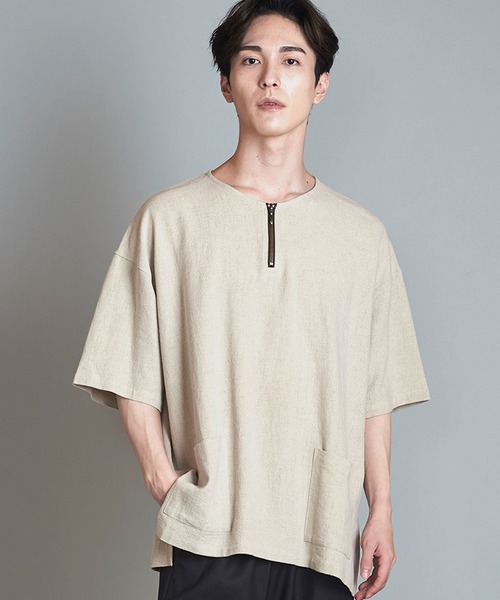 【セール】BIG-ZIPヘンリーネックPO(プルオーバー)（Tシャツ/カットソー）｜NO ID.（ノーアイディ）