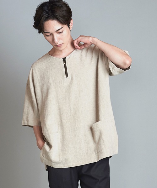 【セール】BIG-ZIPヘンリーネックPO(プルオーバー)（Tシャツ/カットソー）｜NO ID.（ノーアイディ）