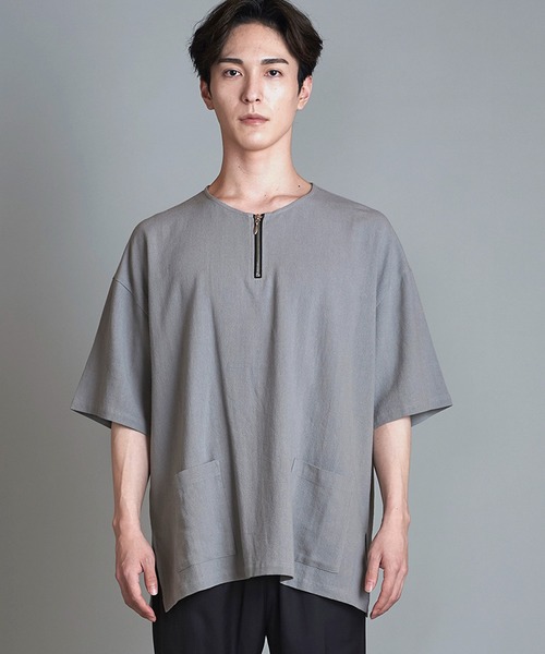 【セール】BIG-ZIPヘンリーネックPO(プルオーバー)（Tシャツ/カットソー）｜NO ID.（ノーアイディ）