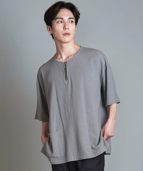 【セール】BIG-ZIPヘンリーネックPO(プルオーバー)（Tシャツ/カットソー）｜NO ID.（ノーアイディ）