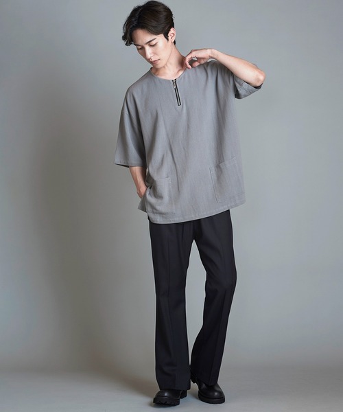 【セール】BIG-ZIPヘンリーネックPO(プルオーバー)（Tシャツ/カットソー）｜NO ID.（ノーアイディ）