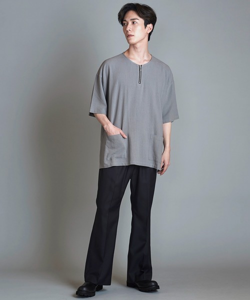 【セール】BIG-ZIPヘンリーネックPO(プルオーバー)（Tシャツ/カットソー）｜NO ID.（ノーアイディ）