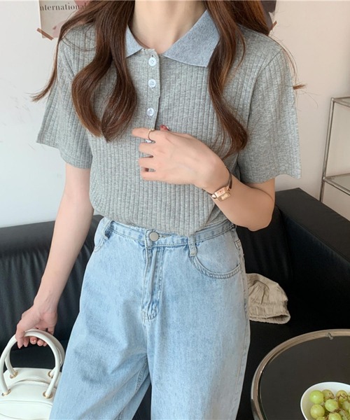 MAISON DE THERESE（メゾン ド テレーズ）の「ハーフボタン半袖ポロシャツ（ポロシャツ・レディース・グレー/ブラック/ベージュ・L/M）」の17枚目の写真