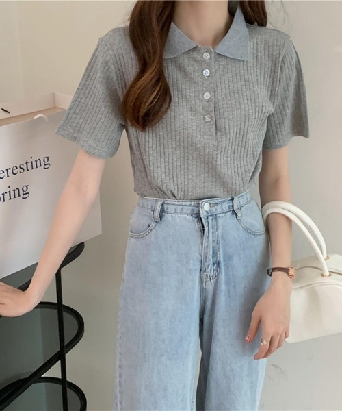 MAISON DE THERESE（メゾン ド テレーズ）の「ハーフボタン半袖ポロシャツ（ポロシャツ・レディース・グレー/ブラック/ベージュ・L/M）」の16枚目の写真