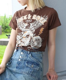 EAGLEブロークン半袖ショート丈Tシャツ