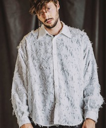 【NO ID.】Sheer Jacquard Big Shirt / シアー ジャガード ビッグ シャツ