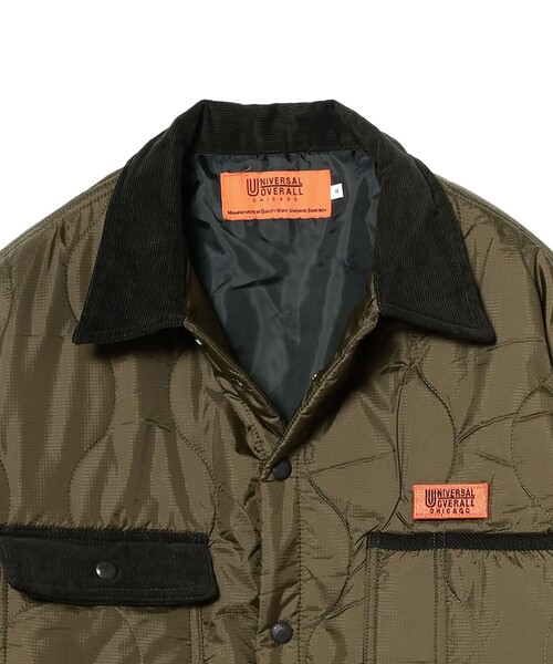 UNIVERSAL OVERALL(ユニバーサルオーバーオール)の「UNIVERSAL OVERALL / 別注 キルティング カバーコーチ ジャケット 24FW(ブルゾン・メンズ・オリーブ/ブラック・X-LARGE/LARGE/MEDIUM/SMALL)」の10枚目の写真
